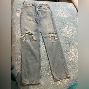 Free People size 29 by 32 wide distressed straight leg jeans